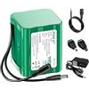 Palogreen Batteria DC da 12,6 V, 7900 mAh, per dispositivi da 12 V con caricabatterie, cavo di collegamento, adattatore di alimentazione e adattatore di alimentazione per auto per strisce LED, pannelli solari