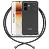 ANFAIRLACE Cover Cordino Compatibile con Honor 600, Nero | Custodia Cuscino d'Aria Trasparente TPU Morbido Silicone Regolabile Antiurto Collana Chiaro Case
