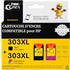 France Toner - Cartuccia Compatibile 303XL per HP Nero e Colori - Inchiostro per Stampante Envy Inspire Serie 7200 7220 7221 7224 7225 7264 7825 7900 7920 7921 - Alta Resa fino a 600 Pagine