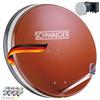 SCHWAIGER 555 Sistema SAT Set satellitare Parabola Quad LNB digitale 8x F-plug 7mm Antenna SAT in alluminio Set completo Mattone rosso 74,5 x 84,5 cm