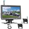 Hodozzy Kit Telecamera Per Retromarcia Wireless, Monitor LCD HD da 7 Con Antenna, 2 X Telecamera Posteriore Wireless, Impermeabile Versione Notturna,12-36 V telecamera retrovisore per camper, camper