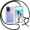 ISOI Cover con Cordino per Oppo Find X5, Custodia Trasparente con Collana Tracolla Laccio Collo Ultra Sottile Morbido TPU Silicone Antiurto AntiGraffio Antiscivolo Case, Nero