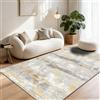 WQMMD Tappeto Soggiorno Moderno Astratto 160 x 230 cm - Tappeto Grande Lavabile, Antiscivolo e Morbido, Tappeto Pelo Corto Geometrico Grigio, Beige e Oro per Salotto, Camera da Letto e Ufficio