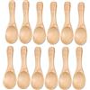 Duories Piccoli cucchiai legno,mini cucchiaini caffè,gelato,sale,tè,zucchero,sale,marmellata,senape,spezie,cucchiai di legno per cucina,olio speziato,gelato,latte polvere,12 pezzi legno chiaro 9,5x3,3 cm