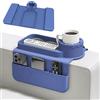 YancLife Supporto per tazze da divano, in silicone antiscivolo, con due tasche laterali, porta bevande blu anti-fuoriuscite, grande capacità di archiviazione, vassoio per tazze, telefono, tablet, telecomando e