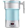HERCHR Bollitore Elettrico Pieghevole 110 V‑220 V, Bollitore Elettrico da Viaggio in Silicone da 800 W Bollitore Elettrico Pieghevole con Controllo Termostatico Per Caffè, Tè, Spina Europea(Blu)