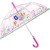 PERLETTI Ombrello Trasparente da Bambina 4 5 6 Anni - Ombrello Cupola con Fantasia Colorata Rosa Azzurra da Bimba - Ombrello Automatico Catarifrangente e Resistente - Diametro 74 cm (Girl Power)