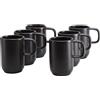 Creatable 25258 Serie Uno Black Set di 6 tazze da caffè per 6 persone in gres 30 cl lavabile in lavastoviglie e microonde Made in Portogallo