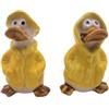 Dekohelden24 Set di 2 statuette decorative, decorazione da giardino, anatre decorative, statuette d'anatra, statuetta da giardino, anatra, stagno in giallo con impermeabile e berretto, set da 2 pezzi, dimensioni