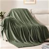 BEAUTEX Coperta in pile misura doppia in flanella, super morbida, leggera, pelosa, per divano, divano o letto, per tutte le stagioni (verde oliva, 152 x 203 cm)