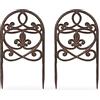 Relaxdays Recinzione per Aiuole, Set 2 Pannelli per Cortile e Giardino Bordure in Ghisa HxL: 32,5x17,5 cm, Marrone Scuro