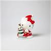 Blue Sky Clayworks Hello Kitty e albero di Natale innevato con accenti dorati, altezza 15,7 cm, decorazioni per la casa vacanze, ceramica, 23205