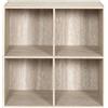 HOME DECO FACTORY - Mobile Modulare 4 Scomparti Effetto Pietra - Mobile Compatto con 4 Compartimenti Aperti per Libri e Oggetti Decorativi - Stile Moderno - Dimensioni 80x30x80 cm - Bianco Beige