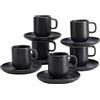 Creatable, 25256 Serie Uno Black, set di stoviglie per 6 persone, set di tazze da caffè in gres porcellanato, lavabile in lavastoviglie e microonde, made in Portogallo