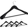Relaxdays Grucce Appendiabiti Set da 5, Spalle Larghe, Gancio Girevole a 360°, Asta per Pantaloni, Appendini Legno, Nero