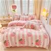 OranFran Set di biancheria da letto per bambini, con copripiumino e federe, motivo rosa fragola, stile kawaii, con fiocco di neve, morbido, reversibile, decorativo, per camera (fragola, queen size)