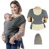 AUYAO Fascia per Neonati, Neonato Ergonomico Marsupio Adatto Fino a 22kg, Multiuso Fascia Neonato per Trasporto a Mani Libere, Regolabile e Unisex, Cotone(Grigio Scuro)