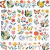 WANDIC 3 fogli di adesivi a trasferimento primaverile, elementi floreali, decalcomanie a farfalla, impermeabili, adesivi per mobili, decorazioni per la casa, decalcomanie per fai da te, 15 x 30 cm