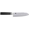 KAI Shun Classic Santoku 18 cm lunghezza lama con alveoli - Coltello damasco 32 strati nucleo VG MAX - 61 (±1) HRC - Manico in legno Pakka - Made in Japan - coltello da cucina giapponese forgiato
