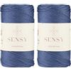 S SENSY Sensy, Cordoncino di alta qualità, 3 mm, 130 metri, in 100% polipropilene, macramè, 3 mm, per uncinetto, macramè, uncinetto, filo per lavori a maglia (Denim)