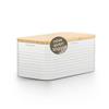 LARS NYSØM Portapane Moderno Metallo - Contenitore Scatola Pane da Cucina | 34.5x18.5x15.8cm Acciaio Inox Portapane - Freschezza Duratura - Piedini Antiscivolo e Coperchio in Bambù Adatto come Tagliere