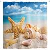 goodbath Tenda da doccia con conchiglie, oceano, mare, costa, conchiglia, stella marina, tessuto impermeabile, tende da bagno per vasca da bagno, 180 x 180 cm