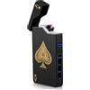 Leikurvo Accendino elettronico USB, ad arco elettrico, con doppio arco a LED, indicatore di batteria, antivento, plasma premendo un pulsante, colore nero