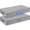Huquter Scatola portaoggetti sottile alta 10 cm, con coperchio con cerniera, organizer in tessuto a basso profilo con lati rigidi e base per vestiti, piumini e biancheria da letto, confezione da 2