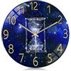 Lafocuse 30cm Orologio da Parete Vetro Clessidra Design Creativo, Silenzioso Moderno Blu Orologio da Muro senza Ticchettio per Soggiorno Cucina Camera da Letto