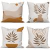 ASDCXZ Set di 4 Federe Cuscini Boho 40x40 Astratto Piazza Divano Decorazione Federe per Cuscino, Moderno Minimalista Sun Mountain Foglie Lavabile Marrone Poliestere Tessile Esterna Copricuscini