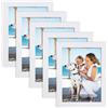 Joyshare Cornice Foto 10x15 cm, Set di 5 (Bianco), Vetro Ultrachiaro con Cornice Sostituibile, Design Moderno per Casa