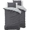 SleepTime Biancheria da Letto 155cm x 220cm Antracite/Grigio 100% Cotone - Morbido Copripiumino Matrimoniale No Stiro con Zip - Completo Lenzuola Tinta Unita Bicolore con 2 Federe 80cm x 80cm