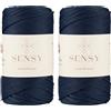 S SENSY Sensy, Cordoncino in poliestere da 3 mm, 100% polipropilene, per macramè, 3 mm, per uncinetto, macramè, filo per uncinetto, macramè, filo per uncinetto, regalo per maglieria (blu navy)