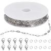 SUNNYCLUE 1 rotolo Da 16.4 piedi/5 m 6mm Catene per Graffette In Argento Catene per Graffette In Metlega Sfuso Anelli di Collegamento A Moschettone In Acciaio Inossidabile Ciondoli per Creazione di Gi