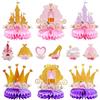 HVIHWI 12 Pezzi Decorazioni per compleanno principessa bambina, graziose decorazioni a nido d'ape per festa principessas, centrotavola a nido d'ape Decorazionis a tema principessa per feste, baby shower