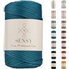 S SENSY Sensy, Cordoncino in poliestere da 5 mm, 95 metri, 100% polipropilene, per macramè, 5 mm, per borse all'uncinetto, macramè, filo all'uncinetto, regalo per maglieria (Pavone)