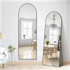 NIMURY Specchio da Terra, 161 x 52 cm Specchio ad Arco con Cornice in Alluminio Nero per Bagno, Camera da Letto, Ingresso e Corridoio