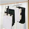 TOSUTO Grucce Pantaloni Salvaspazio,Set di 2 Appendini 6 in 1,Appendini Portatili Multifunzionali,Porta Pantaloni,Appendini Armadio per Pantaloni,Jeans,Sciarpe,Asciugamani,Organizer per Armadio (Nero)