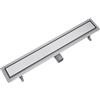 Vogi Canalina doccia 50 cm, doppia griglia - piastrellabile o con copertura in acciaio inox, acciaio inox AISI 304, sifone Ø 50, filtro per capelli