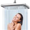 Moshiqgaol Soffione Doccia Grande Rettangolare 30x20 cm Acciaio Inossidabile 304 con Ugelli in Silicone Anticalcare, Flusso Potente e Girevole 360°, Soffione Doccia Fisso