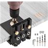 Ampvolts Dima per Spinatura Legno - 3 in 1 Dima per Fori a Tasca, Kit di Guida per Trapano da 6/8/10/15mm con Clip di Posizionamento Regolabile, Utensili per Fori di Falegnameria