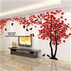 guangmu Albero Adesivo da Parete, Alberi e Uccelli 3D Adesivi Murali Arts Wall Sticker Decorativi per TV Par, Camera da Letto, Sala, Ufficio (Rosso Destra,M-250 * 130cm)
