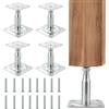 Ruioomeep Set di 4 Supporti per Palo Regolabili in Altezza, Zincati, con 16 Viti, Supporti per Palo Regolabili per Calcestruzzo, Piedini di Supporto per Capannoni (4p 100-150mm)