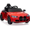 GarveeHome Auto Elettrica Bambino Auto 12V, Telecomando 2.4G, Illuminazione a LED, Musica, Cintura Sicurezza, Porte Doppie, Porta USB - 3-8 anni, Rosso