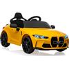 GarveeHome Auto Elettrica Bambino Auto 12V, Telecomando 2.4G, Illuminazione a LED, Musica, Cintura di Sicurezza, Porte Doppie, Porta USB - 3-8 anni, Giallo