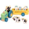 Chicco Trattore delle Mucche in Legno, Set Gioco con Rimorchio, 3 Personaggi Animali e 3 Bottiglie di Latte, Giocattolo Educativo Motricità Fine e Primi Concetti, per Bambini 2 Anni +