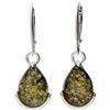 Designer Inspirations Boutique Orecchini pendenti in argento Sterling 925 con chiusura a monachella e ambra baltica taglio a goccia, per donne/signore/ragazze, con ambra verde e ambra color cognac arancione, Argento sterling Gemma