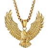 Beydodo Collane Acciaio Uomo Hip Hop Collana con Pendente Vintage Pendente Aquila d'oro Vintage Punk