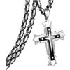 CASSIECA Croce Catena Uomo Acciaio Inossidabile Catene Bizantine Ciondolo Croce per Uomo Collana di Gesù Catena Nero 71cm