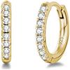 FANCIME Orecchini a Cerchio Piccoli per Donna in Argento Sterling 925 Placcato Oro Giallo con Zirconia Cubica - Diametro: 13 mm